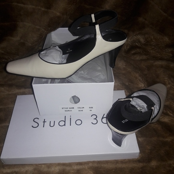 Studio 36 bone  mid heels size 9M - Picture 2 of 5